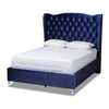 Baxton Studio Hanne Purple Blue Velvet Upholstered King Size Wingback Bed 157-9582